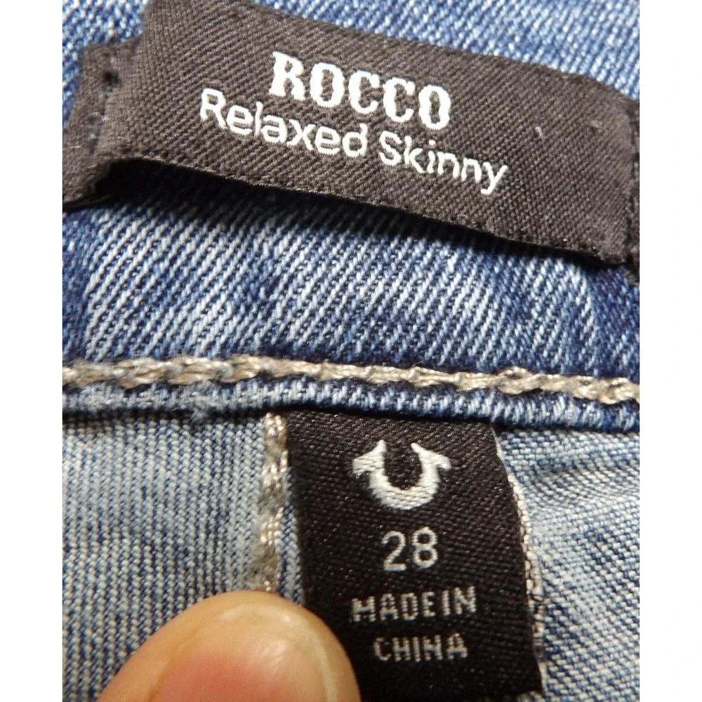 True Religion Rocco Slim Men Jeans 32 Flap Pocket Embossed Horseshoe Light Wash